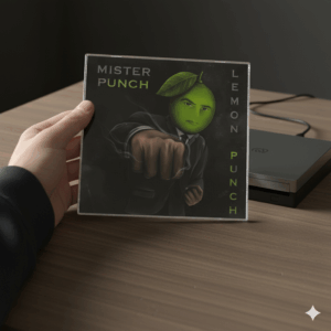 Une personne montrant l'album Mister Punch