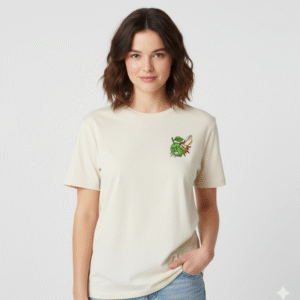 Femme portant le tee-shirt beige de Lemon Punch